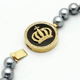 LO2646 - Brass Necklace Gold Women Semi-Precious Jet