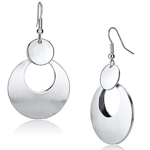 LO2657 - Iron Earrings Matte Rhodium & Rhodium Women No Stone No Stone