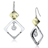 LO2670 - Iron Earrings Gold+Rhodium Women AAA Grade CZ Clear