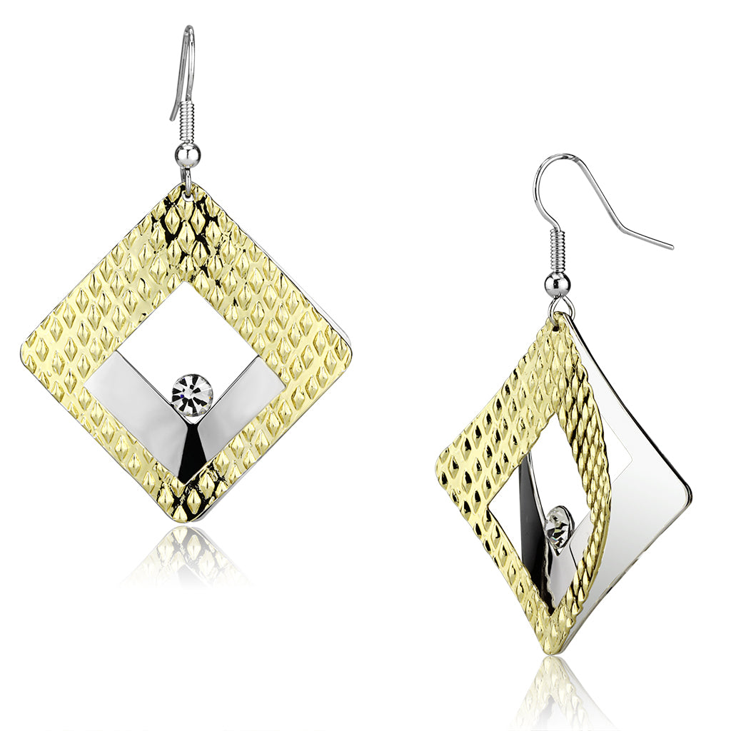 LO2673 - Iron Earrings Gold+Rhodium Women Top Grade Crystal Clear