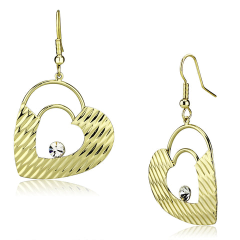 LO2679 - Iron Earrings Gold Women Top Grade Crystal Clear