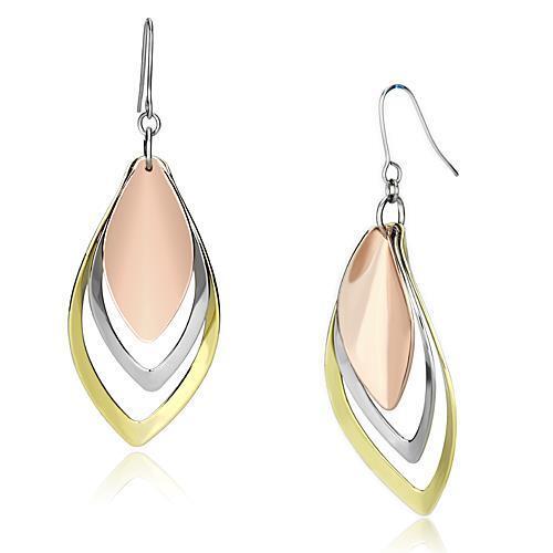 LO2681 - Iron Earrings Rhodium + Gold + Rose Gold Women No Stone No Stone