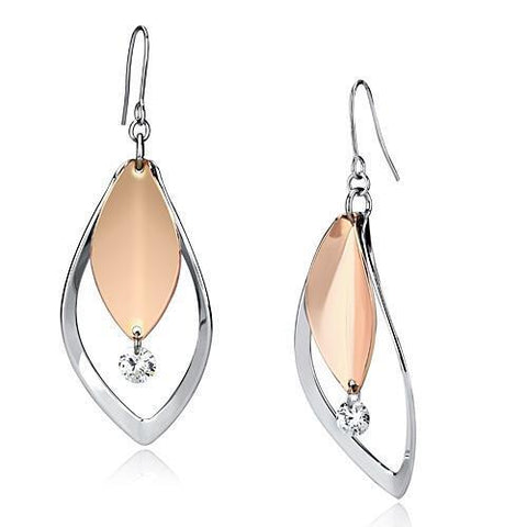 LO2684 - Iron Earrings Rose Gold + Rhodium Women AAA Grade CZ Clear