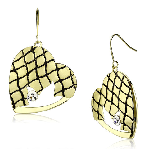 LO2688 - Iron Earrings Matte Gold & Gold Women Top Grade Crystal Clear