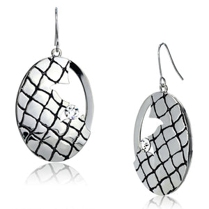 LO2690 - Iron Earrings Rhodium Women Top Grade Crystal Clear