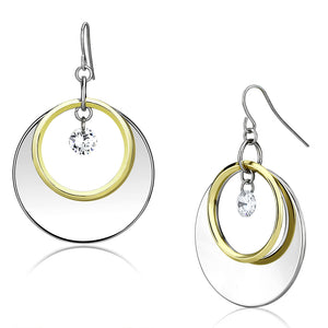 LO2692 - Iron Earrings Reverse Two-Tone Women AAA Grade CZ Clear