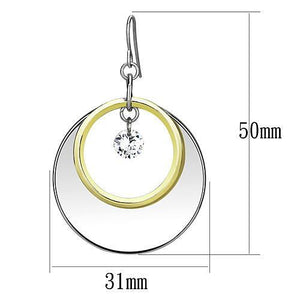 LO2692 - Iron Earrings Reverse Two-Tone Women AAA Grade CZ Clear