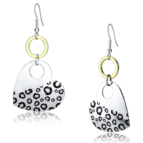 LO2700 - Reverse Two-Tone Iron Earrings with Epoxy  in Jet