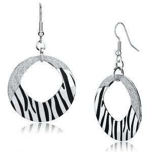 LO2702 - Iron Earrings Rhodium Women Epoxy Jet