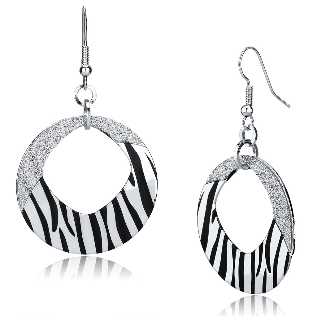LO2702 - Iron Earrings Rhodium Women Epoxy Jet