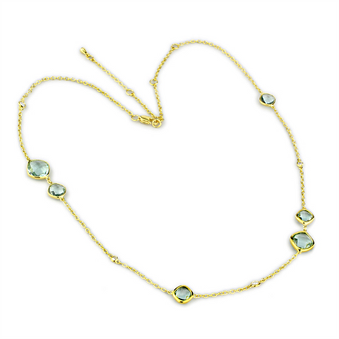 LO2703 - Brass Necklace Gold Women Synthetic Emerald