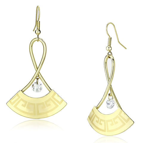 LO2707 - Iron Earrings Gold Women AAA Grade CZ Clear