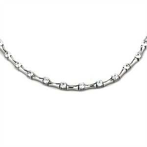 LO2709 - Brass Necklace Rhodium Women AAA Grade CZ Clear
