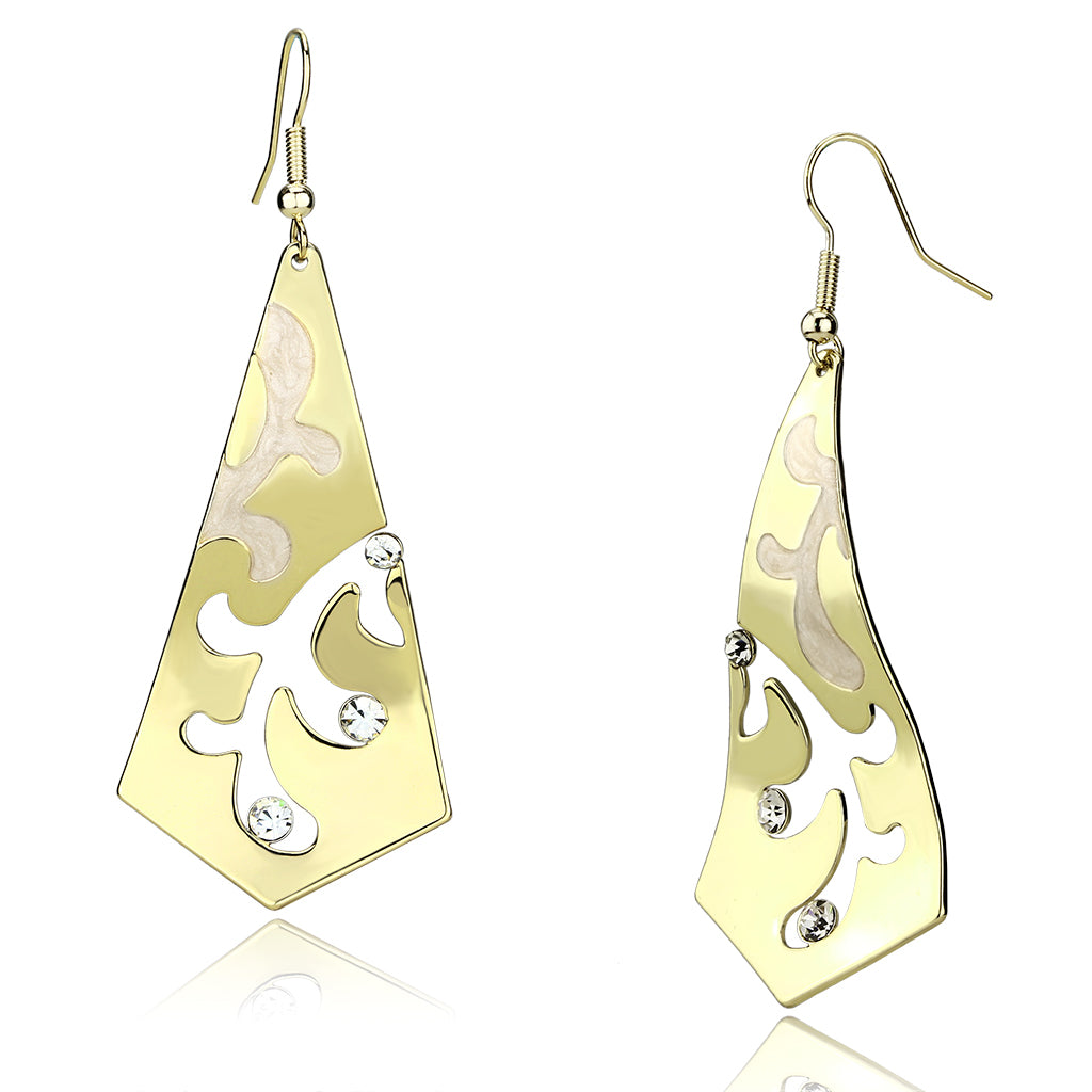 LO2710 - Iron Earrings Gold Women Top Grade Crystal Clear