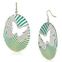 LO2726 - Iron Earrings Gold Women Epoxy Capri Blue