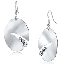 LO2743 - Iron Earrings Matte Rhodium & Rhodium Women Top Grade Crystal Clear