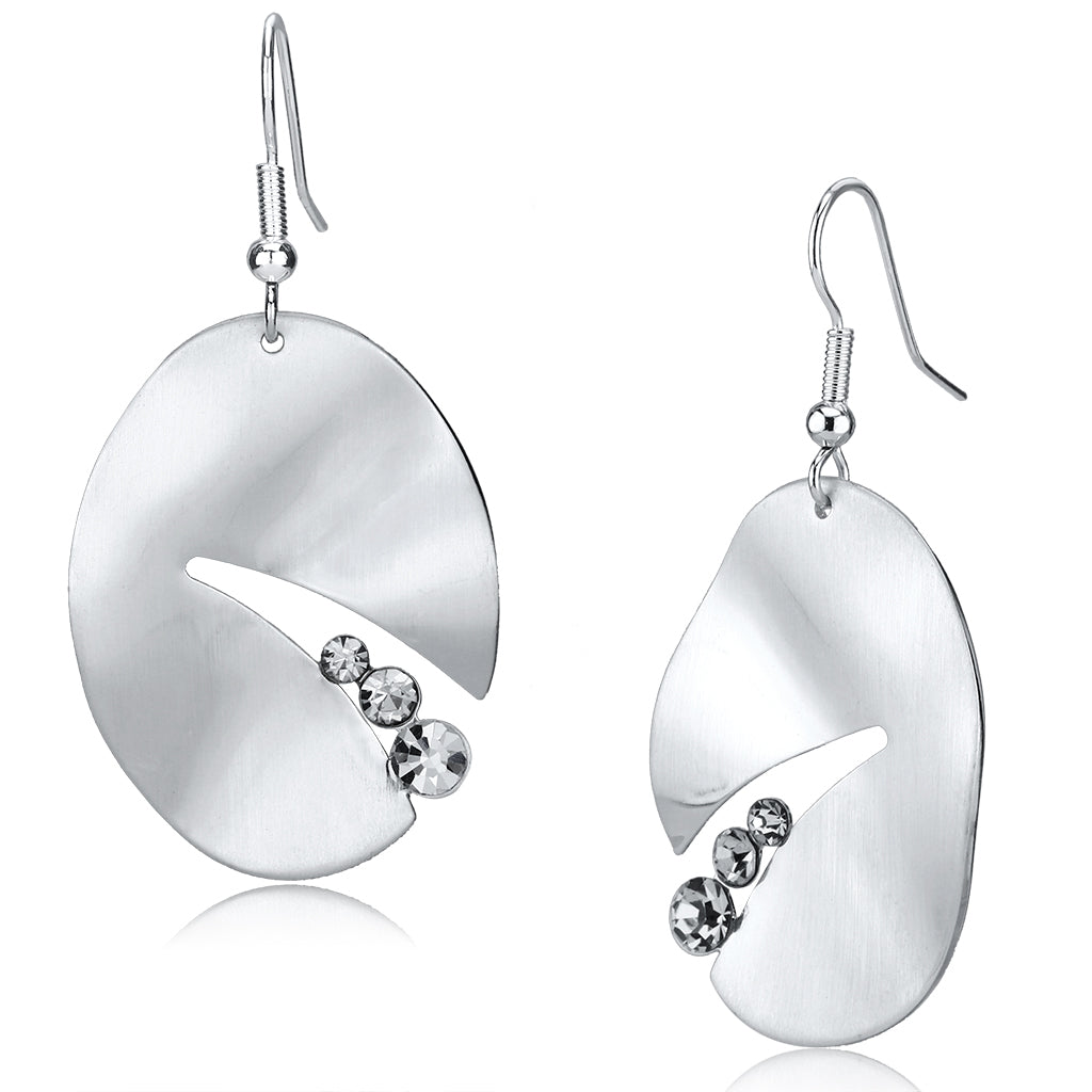 LO2743 - Iron Earrings Matte Rhodium & Rhodium Women Top Grade Crystal Clear