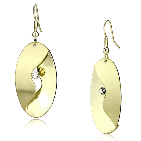 LO2744 - Iron Earrings Matte Gold & Gold Women Top Grade Crystal Clear