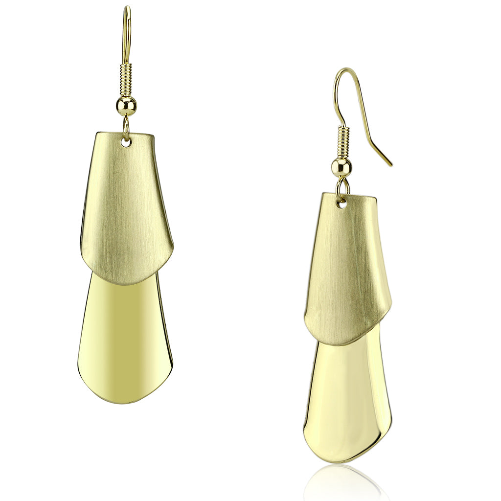 LO2747 - Matte Gold & Gold Iron Earrings with No Stone