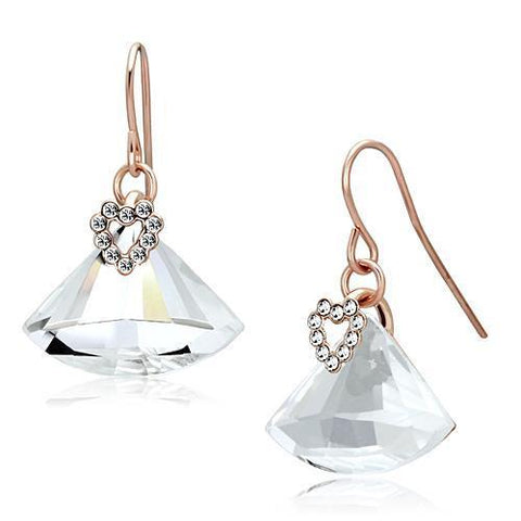 LO2755 - Iron Earrings Rose Gold Women Top Grade Crystal Clear