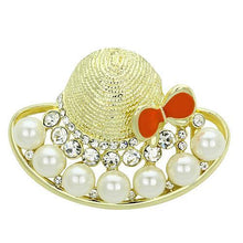 LO2764 - White Metal Brooches Flash Gold Women Synthetic White