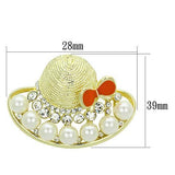 LO2764 - White Metal Brooches Flash Gold Women Synthetic White