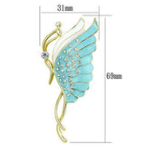 LO2771 - White Metal Brooches Flash Gold Women Top Grade Crystal Clear