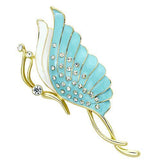LO2771 - White Metal Brooches Flash Gold Women Top Grade Crystal Clear