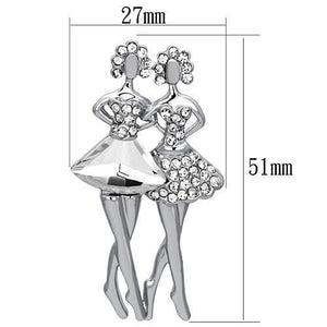 LO2775 - White Metal Brooches Imitation Rhodium Women Synthetic Clear