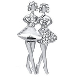 LO2775 - White Metal Brooches Imitation Rhodium Women Synthetic Clear