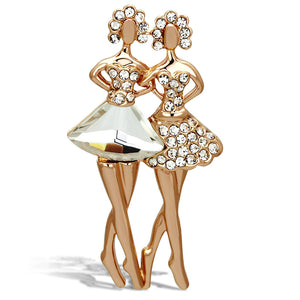 LO2776 - White Metal Brooches Flash Rose Gold Women Synthetic Clear