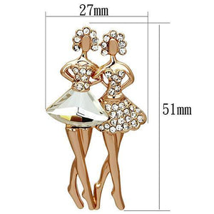 LO2776 - White Metal Brooches Flash Rose Gold Women Synthetic Clear