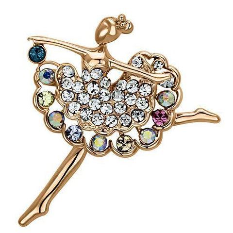 LO2782 - White Metal Brooches Flash Rose Gold Women Top Grade Crystal Multi Color