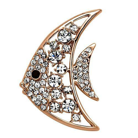LO2787 - White Metal Brooches Flash Rose Gold Women Top Grade Crystal Clear