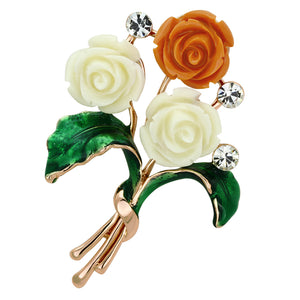LO2790 - White Metal Brooches Flash Rose Gold Women Synthetic Multi Color