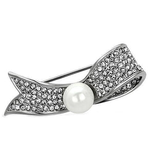 LO2799 - White Metal Brooches Imitation Rhodium Women Synthetic White