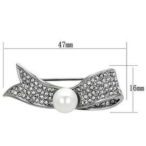 LO2799 - White Metal Brooches Imitation Rhodium Women Synthetic White