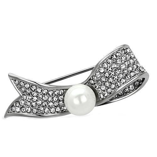 LO2799 - White Metal Brooches Imitation Rhodium Women Synthetic White
