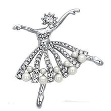 LO2801 - White Metal Brooches Imitation Rhodium Women Synthetic White