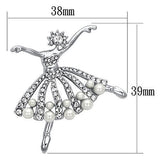 LO2801 - White Metal Brooches Imitation Rhodium Women Synthetic White