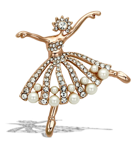 LO2802 - White Metal Brooches Flash Rose Gold Women Synthetic White