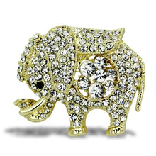 LO2804 - White Metal Brooches Flash Gold Women Top Grade Crystal Clear