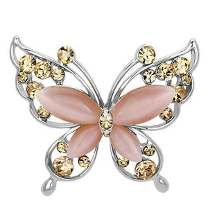 LO2805 - White Metal Brooches Imitation Rhodium Women Synthetic Light Rose