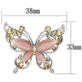 LO2805 - White Metal Brooches Imitation Rhodium Women Synthetic Light Rose