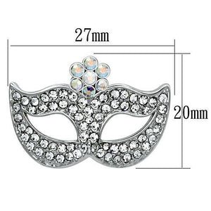 LO2807 - White Metal Brooches Imitation Rhodium Women Top Grade Crystal Aurora Borealis (Rainbow Effect)