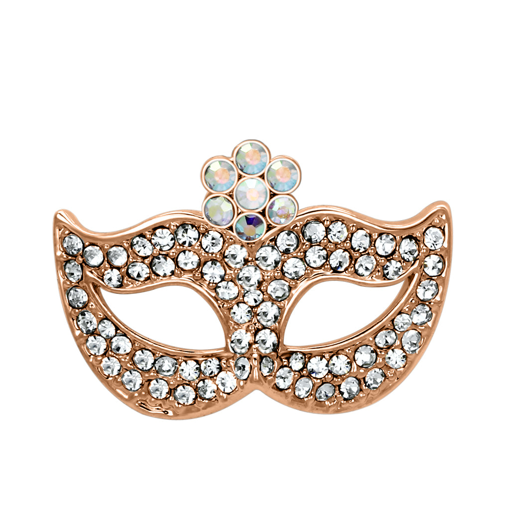 LO2807 - White Metal Brooches Imitation Rhodium Women Top Grade Crystal Aurora Borealis (Rainbow Effect)