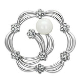 LO2809 - White Metal Brooches Imitation Rhodium Women Synthetic White