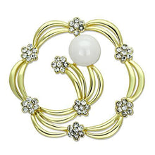LO2810 - White Metal Brooches Flash Gold Women Synthetic White