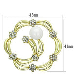 LO2810 - White Metal Brooches Flash Gold Women Synthetic White