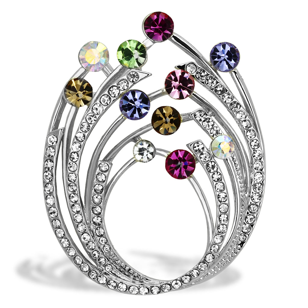 LO2811 - White Metal Brooches Imitation Rhodium Women Top Grade Crystal Multi Color
